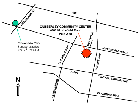 Location of the School and the Sunday practice area